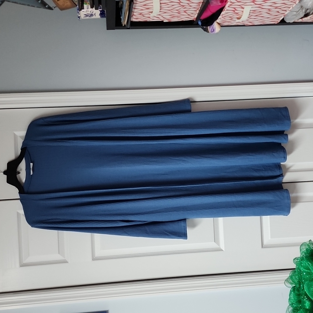 Amelia James Dusty Blue Longline Open Cardigan